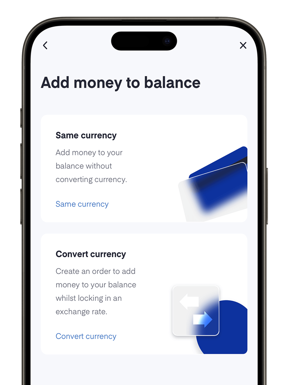 Add money to your balance in a few taps